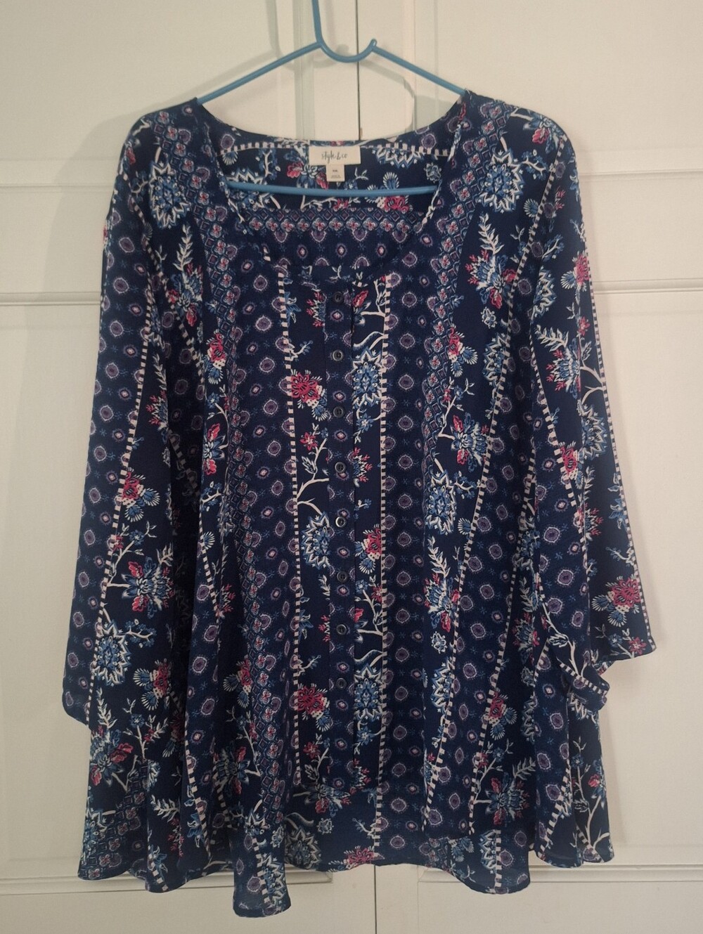 Style & Co blue button-down top